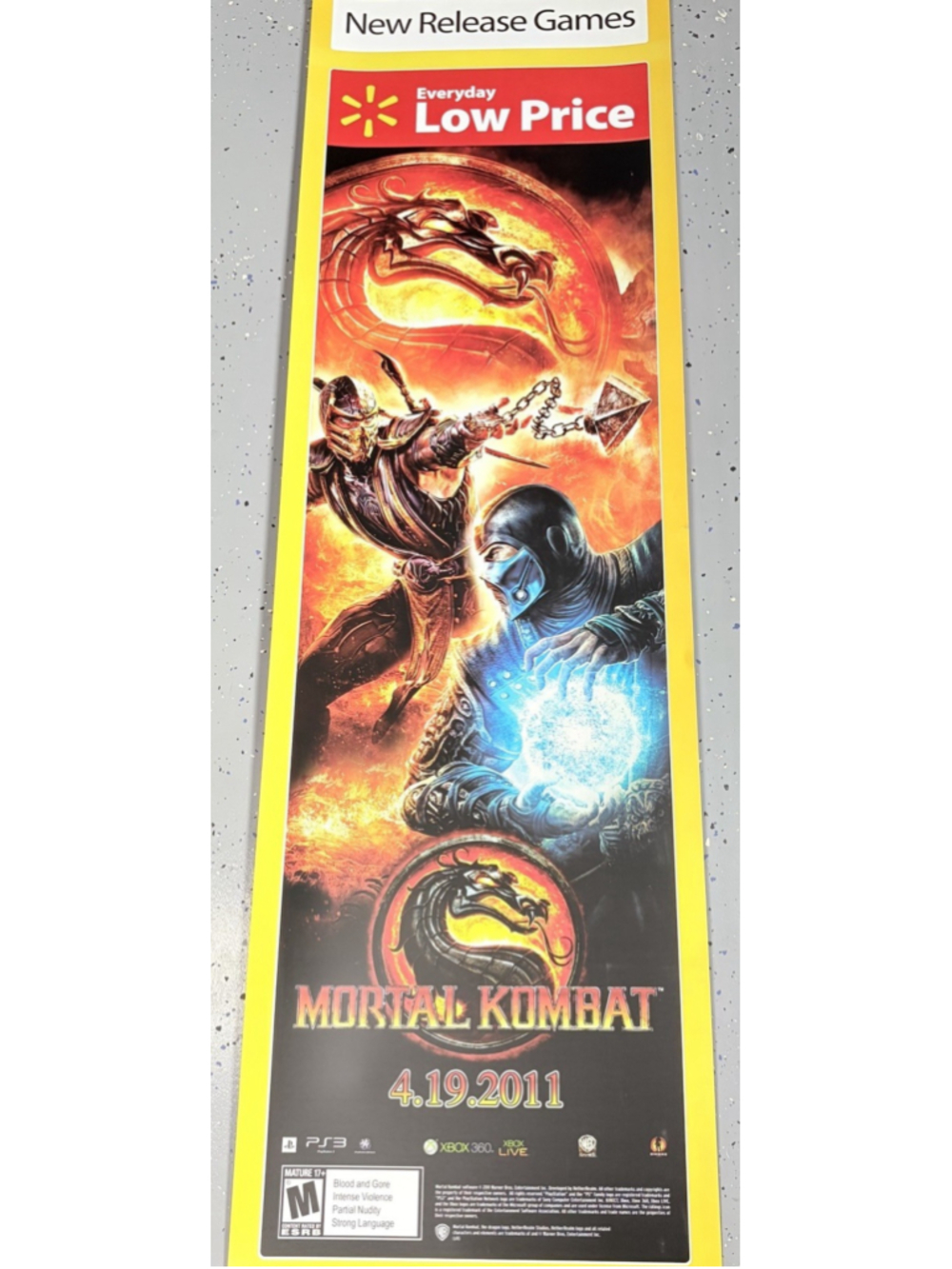 Mortal Kombat 2011 PVC Store Display Poster PS3 Xbox 360 16x57